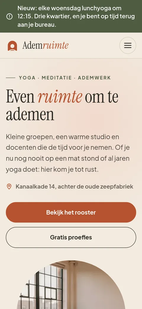 Ademruimte in de browser op een telefoon