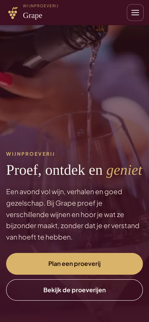 Grape in de browser op een telefoon