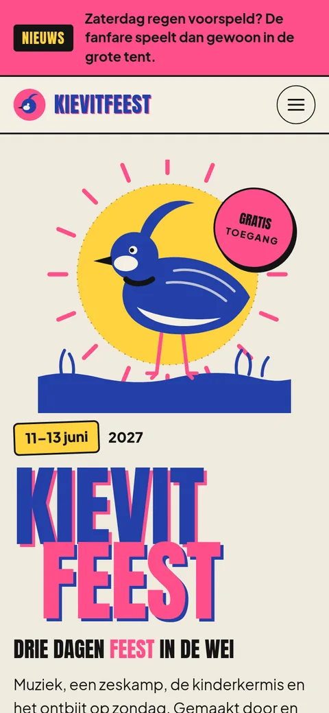 Kievitfeest in de browser op een telefoon