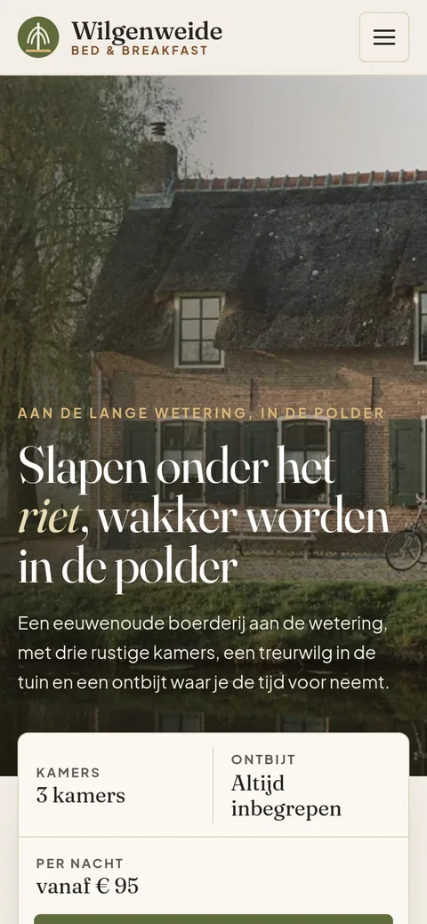 Wilgenweide in de browser op een telefoon